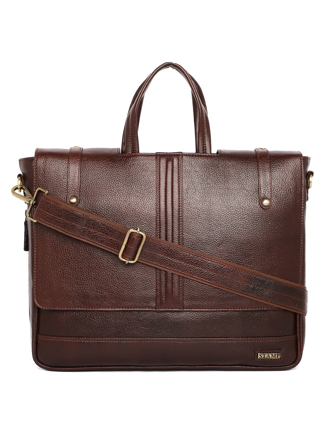 Brown Leather Flap Laptop Bags FL12126 - The Heels India