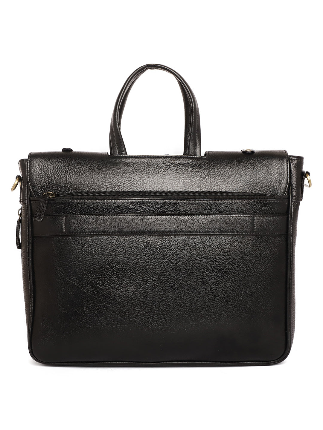 Black Leather Flap Laptop Bags ZP12126 - The Heels India