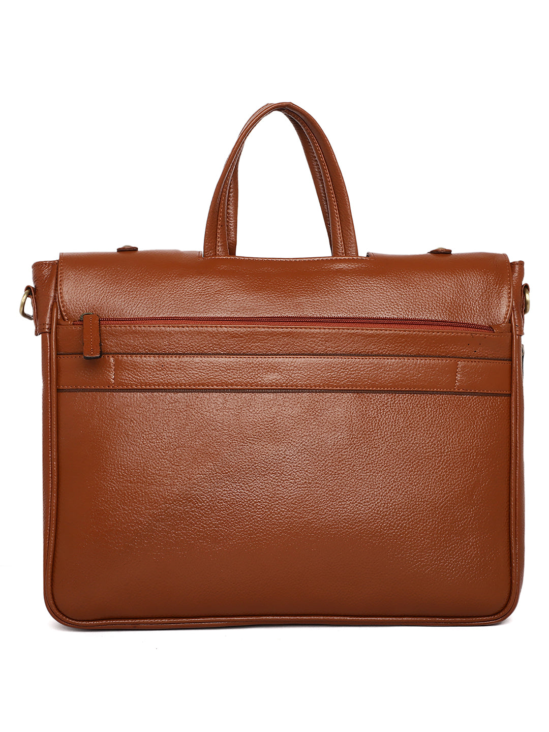 Tan Leather Flap Laptop Bags ZP12126 - The Heels India