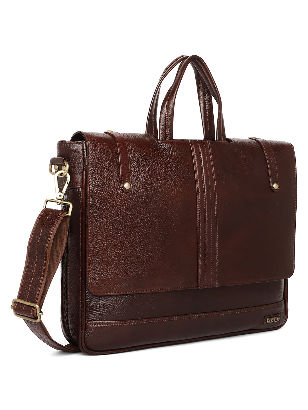 Brown Leather Flap Laptop Bags FL12126 - The Heels India