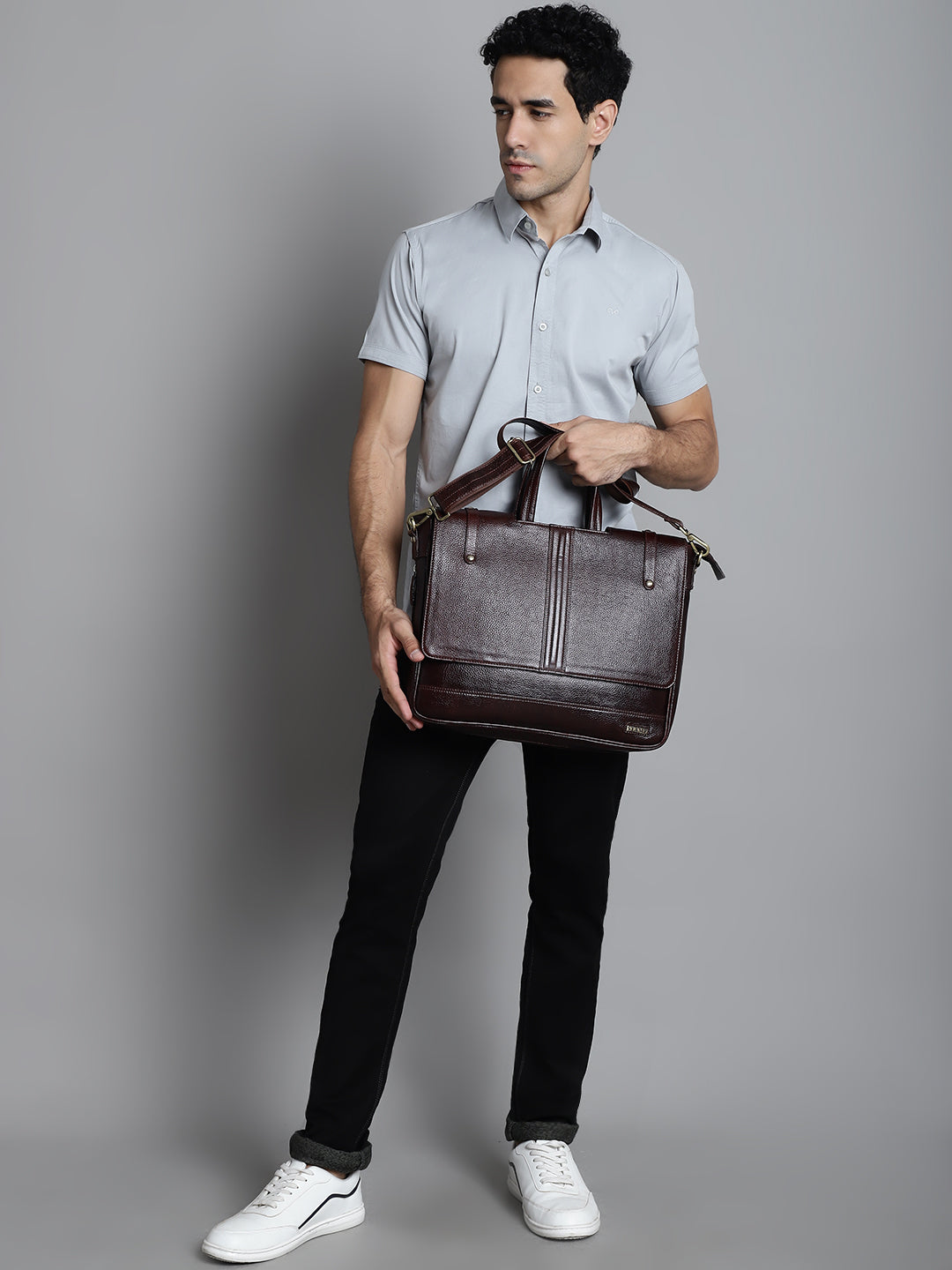 Brown Leather Flap Laptop Bags FL12126 - The Heels India