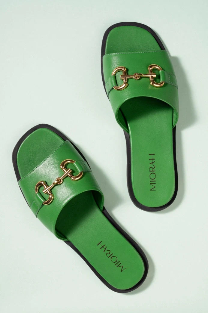 FLUTTER Premium Leather Neon Summer Sliders