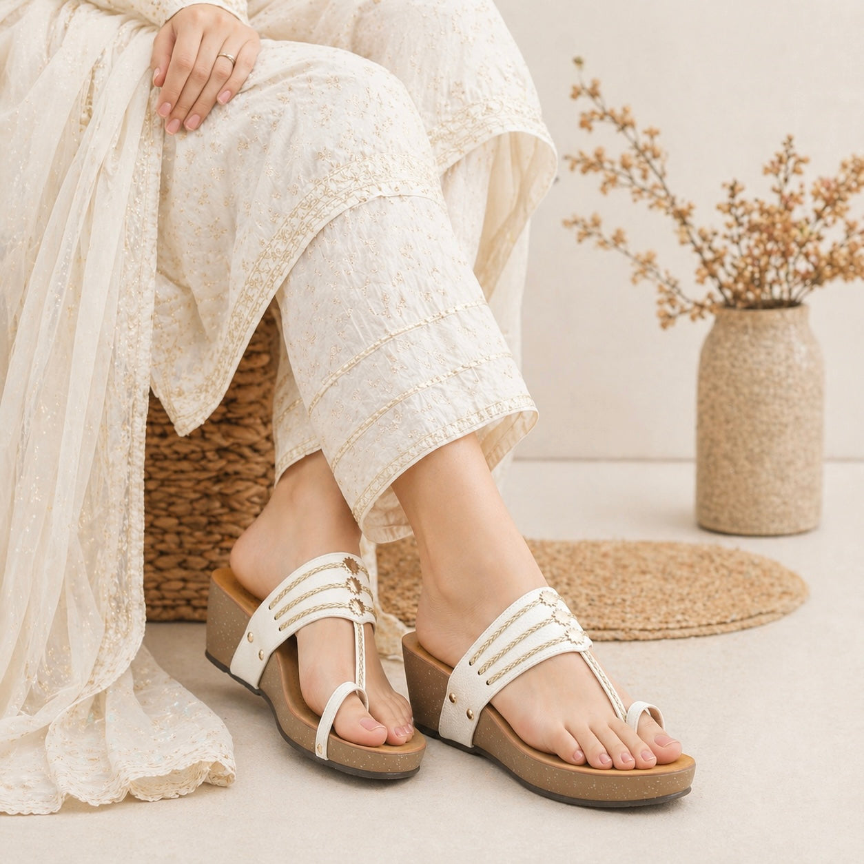 Zehra Wedge Heel Kohlapuris - The Heels India