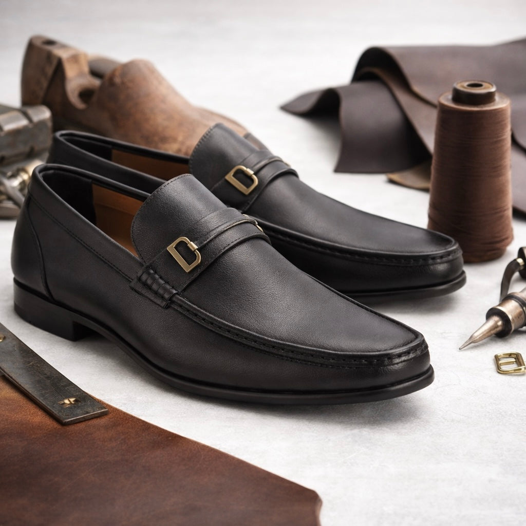 Nolan Premium Leather Buckled Loafers - The Heels India