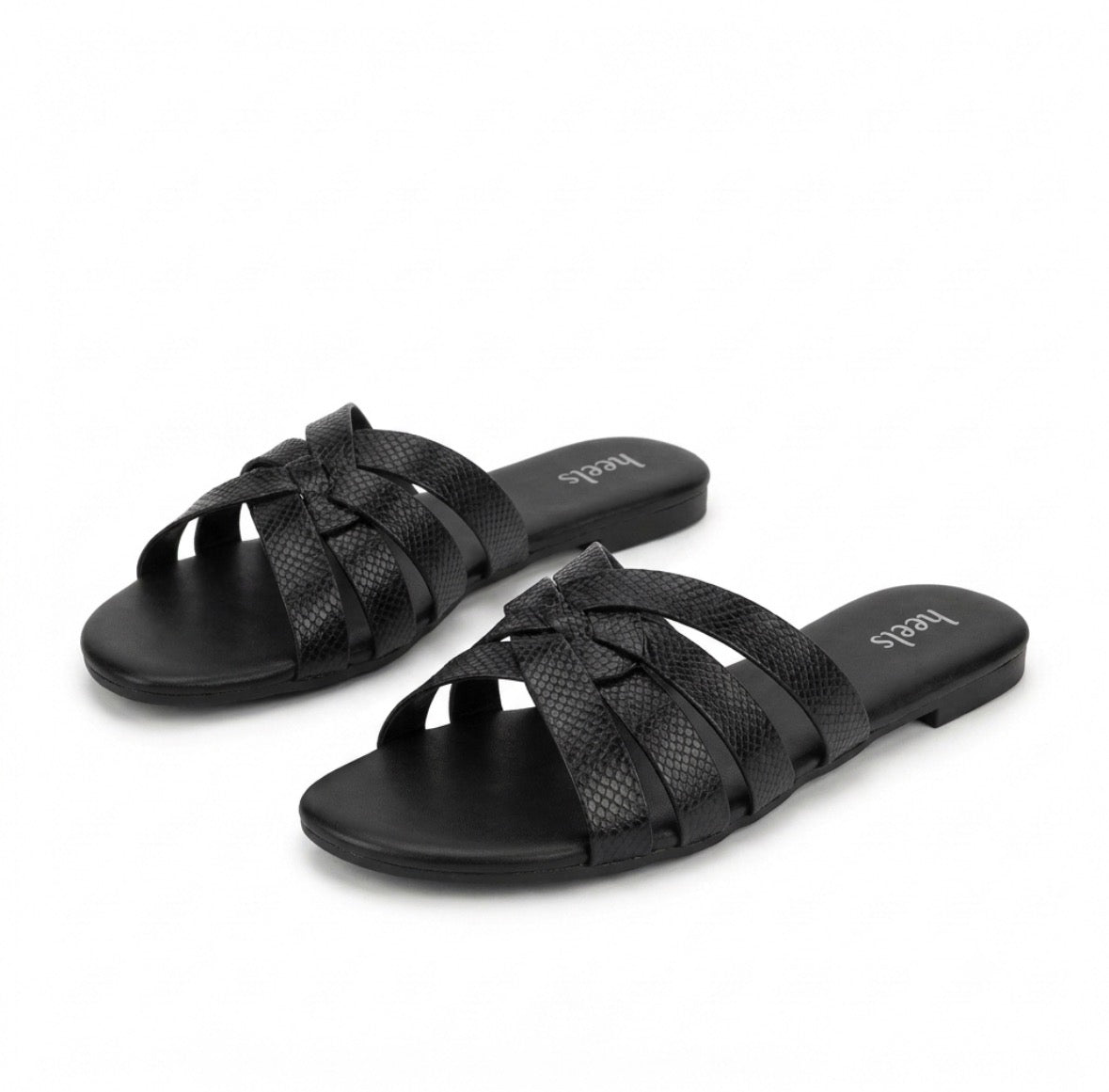 Delphine Cushioned Flat Sliders in Black - The Heels India