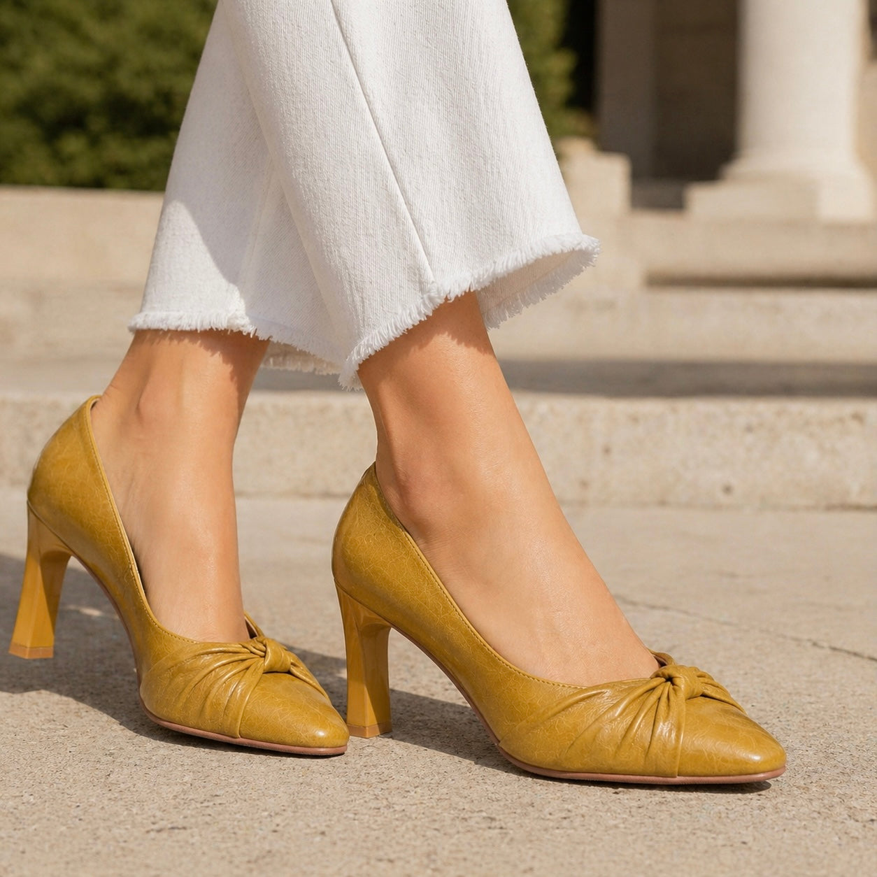 Evoria Premium Swirl Square Toe Block Heels