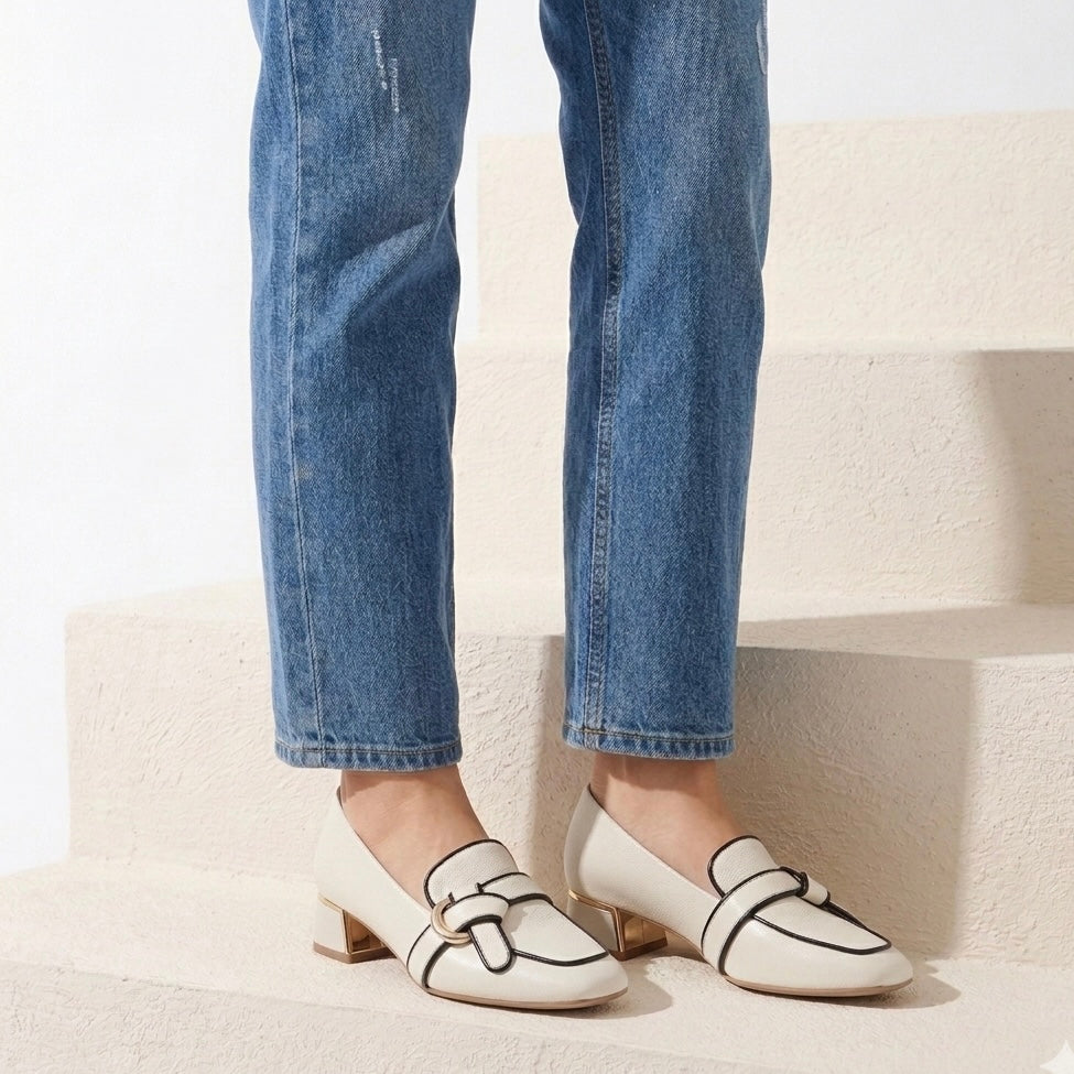 Belinda Premium Knotted Block Heel Loafers - The Heels India