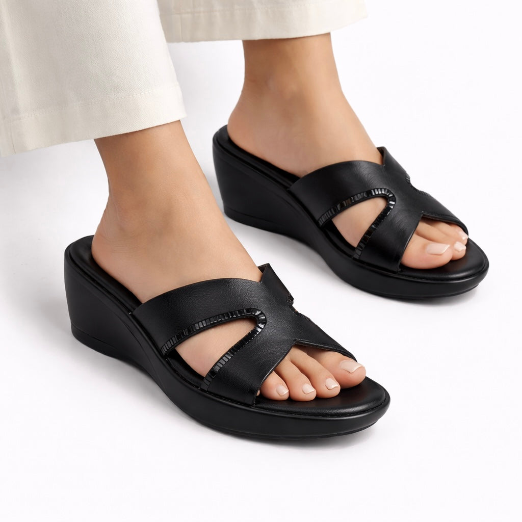 Claire Embellished Wedge Peep Toe Heels