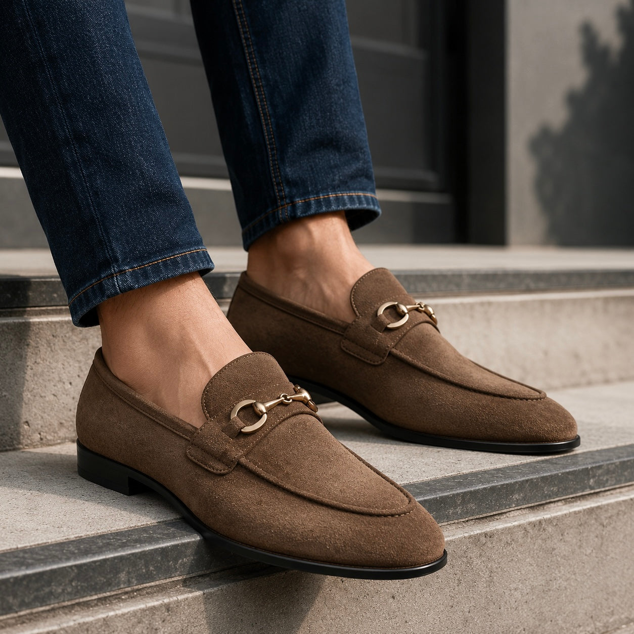 Star Dust Buckled Leather Loafers - The Heels India