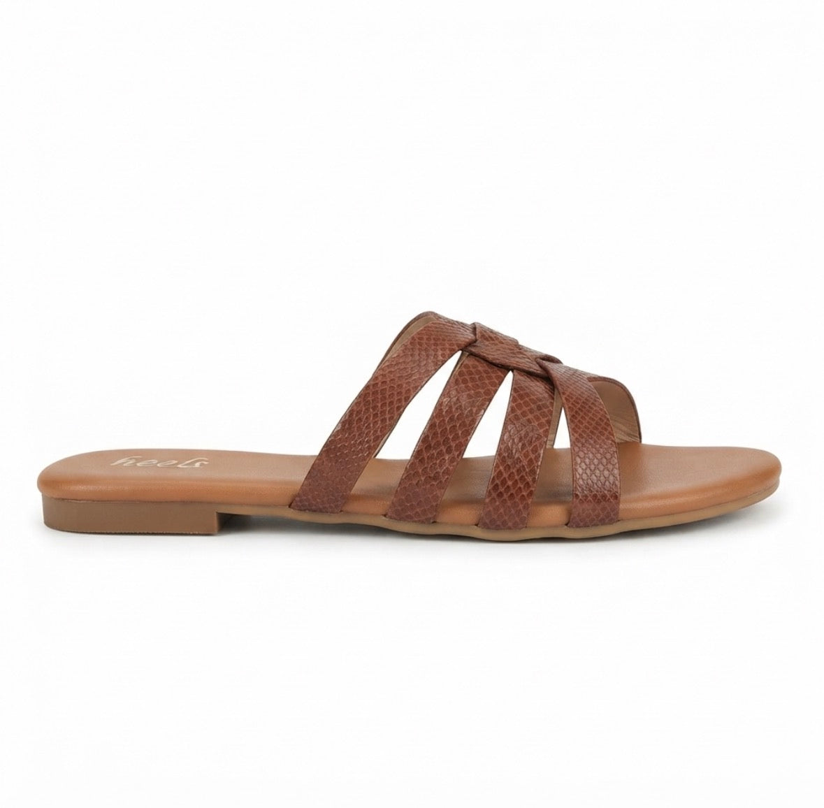 Delphine Cushioned Flat Sliders in Tan - The Heels India