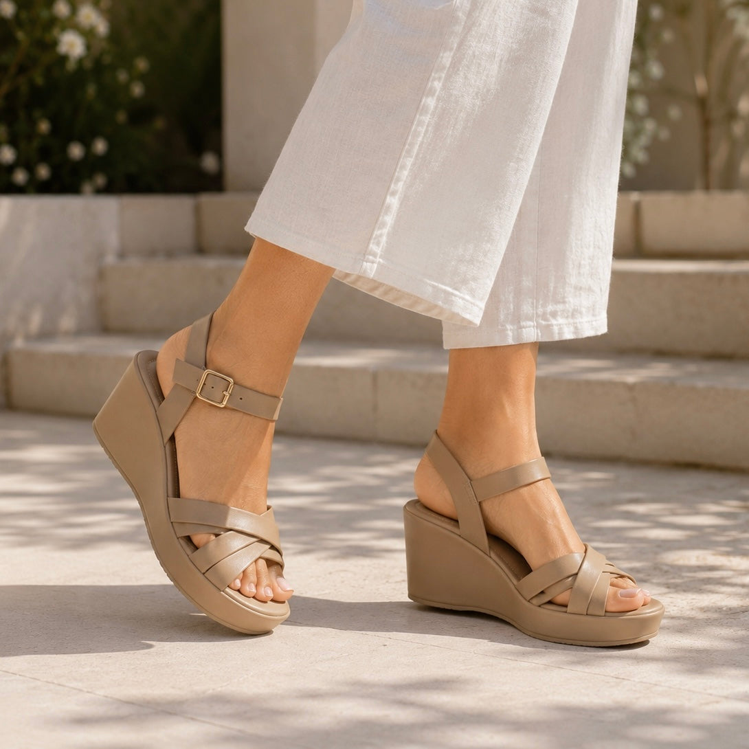 Tory Strappy Wedge Comfort Summer Sandals - The Heels India