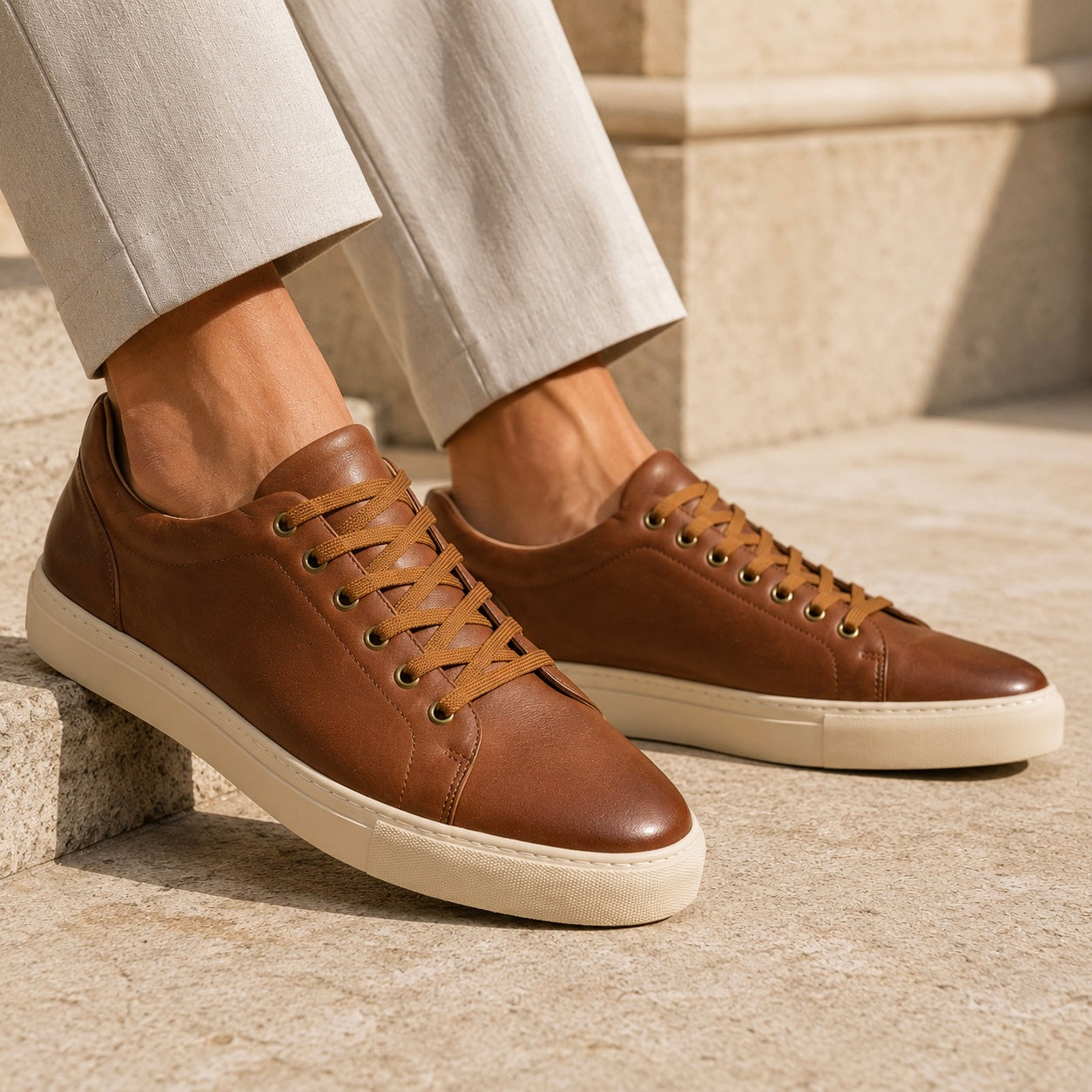 Endrick Premium Leather Lace Up Sneakers - The Heels India