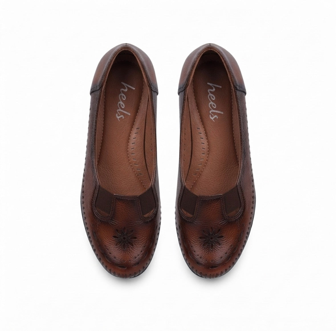 Ines Perforated Leather Wedge Ballerinas