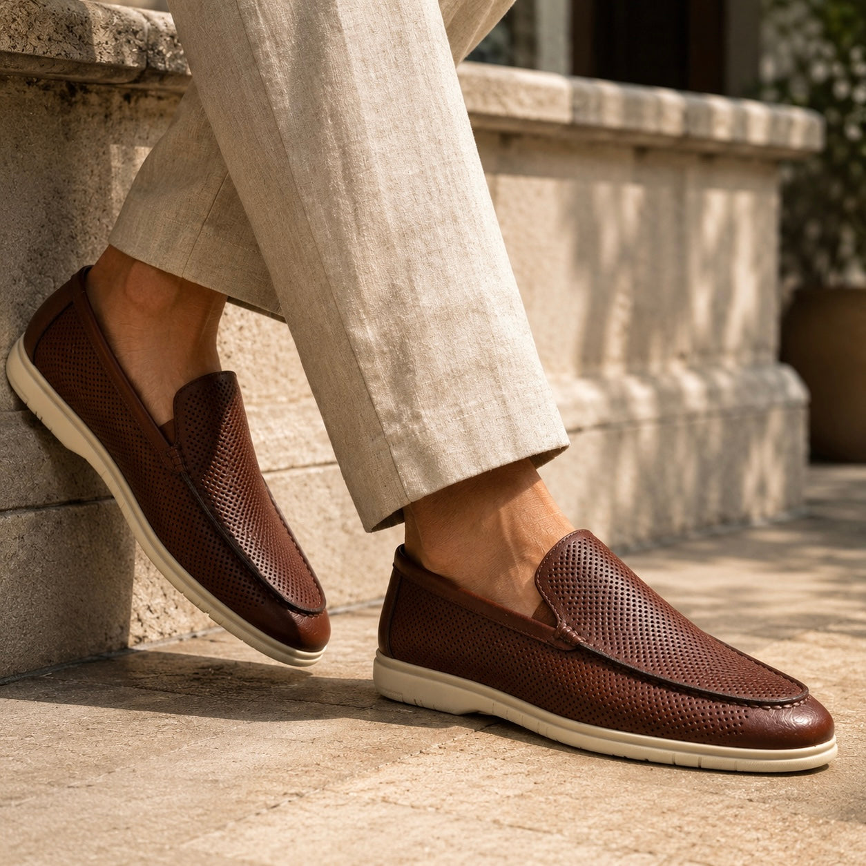 Jude Premium Perforated Leather Slip-On Loafers