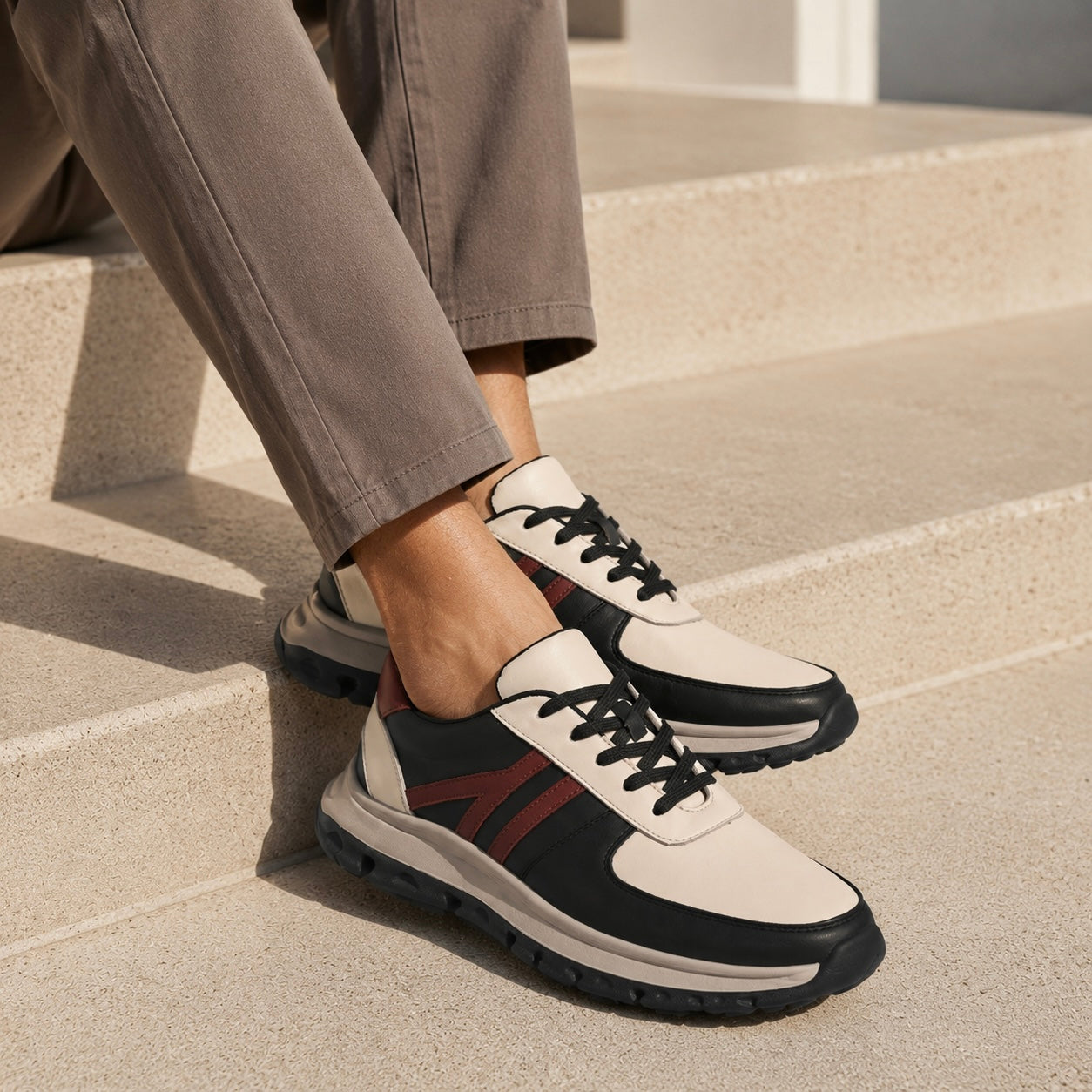 DRIFT Premium Leather Lace-Up Sneakers - The Heels India