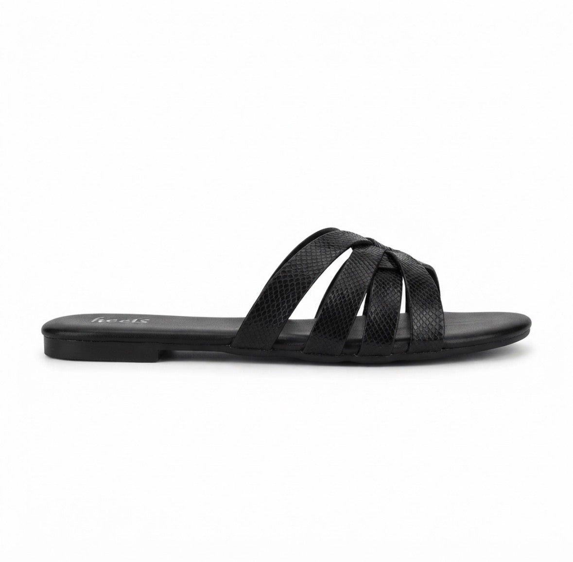 Delphine Cushioned Flat Sliders in Black - The Heels India