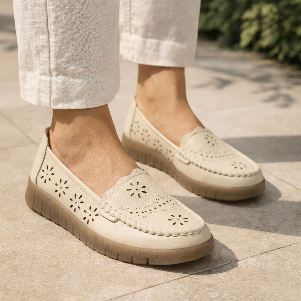 Emily Perforated Comfort Cushioned Flexi Loafers