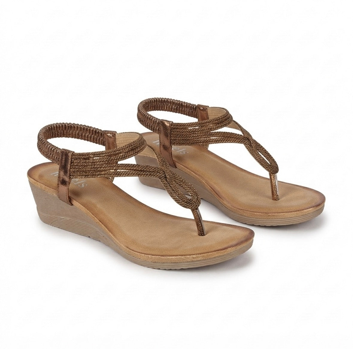 Cindy Wedge Back Elastic Crochet Sandals