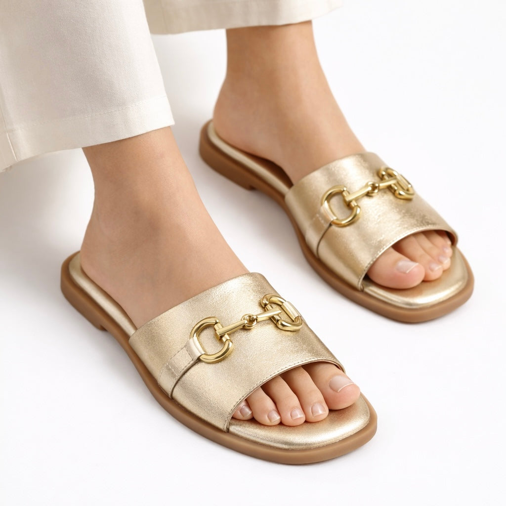 FLUTTER Premium Leather Neon Summer Sliders