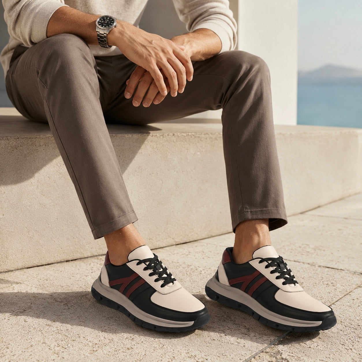 DRIFT Premium Leather Lace-Up Sneakers - The Heels India