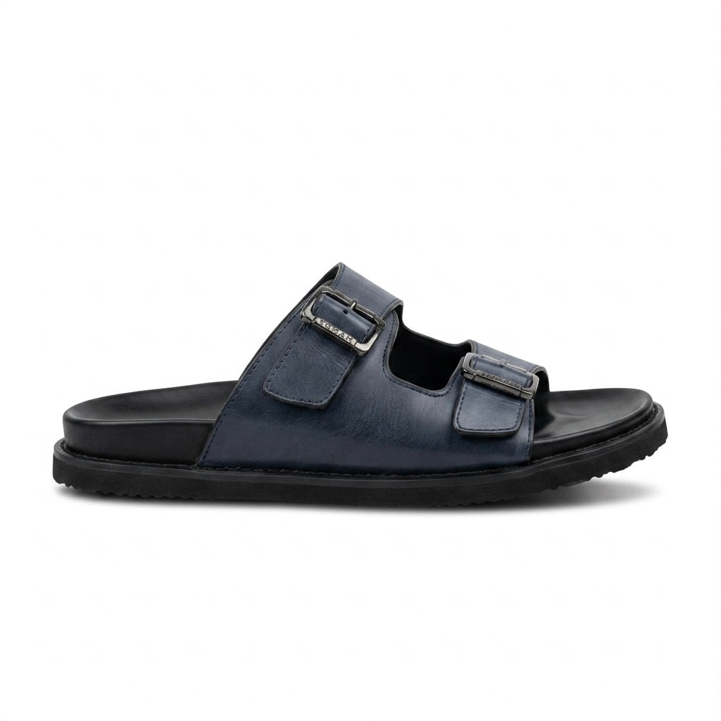 Kai Premium Leather Double Strap Sliders