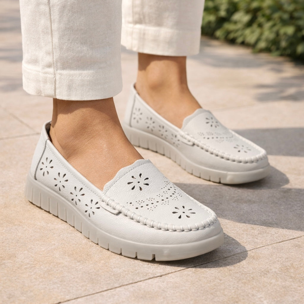 Emily Perforated Comfort Cushioned Flexi Loafers
