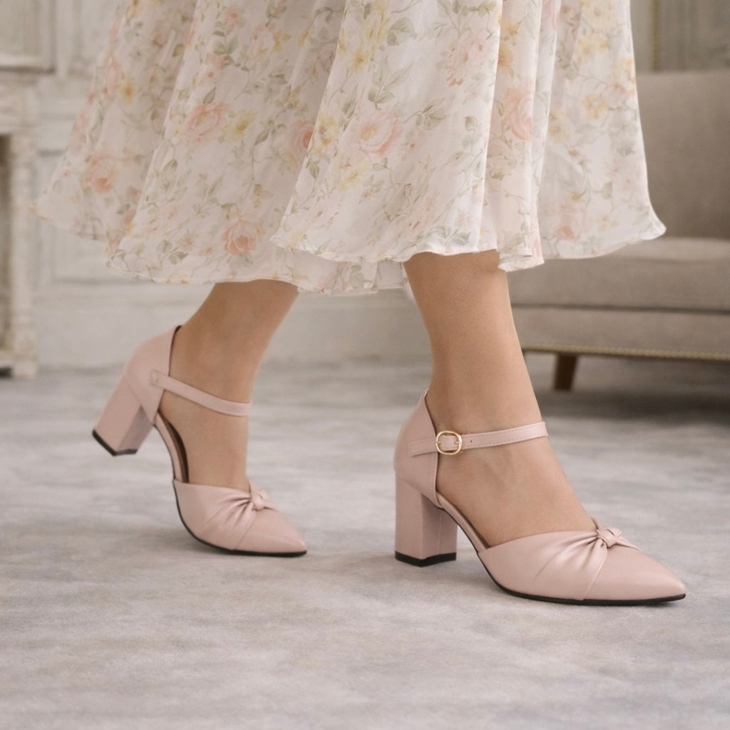 Nysa Side Knot Block Sandals - The Heels India