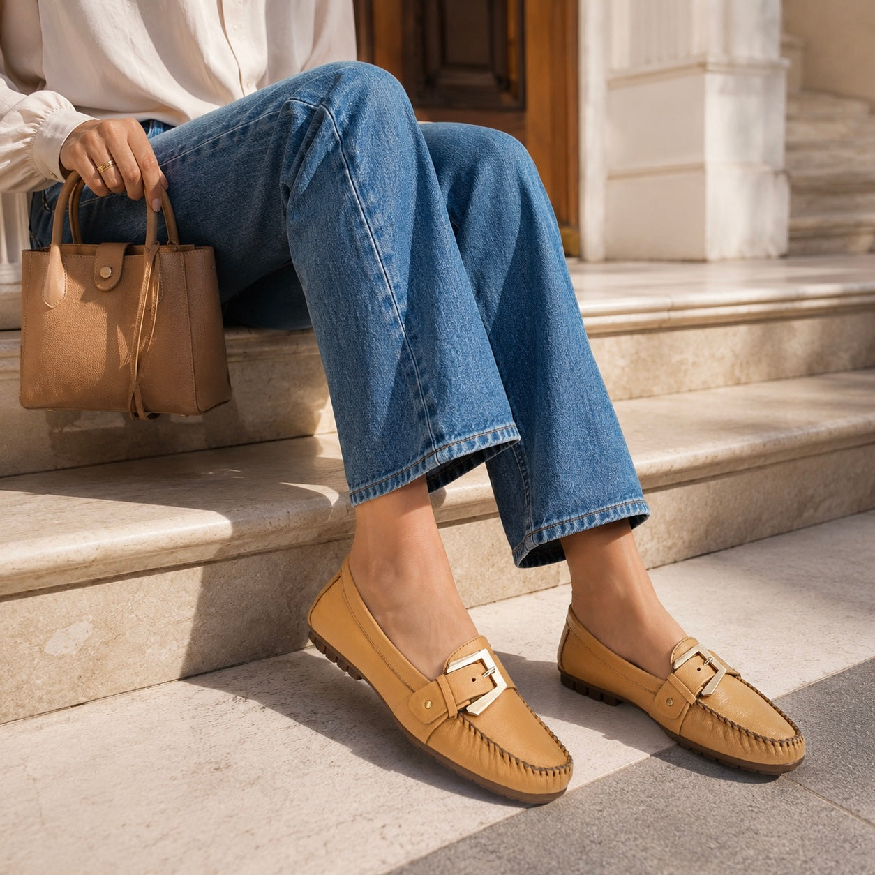 Kiya Buckled Leather Loafers - The Heels India