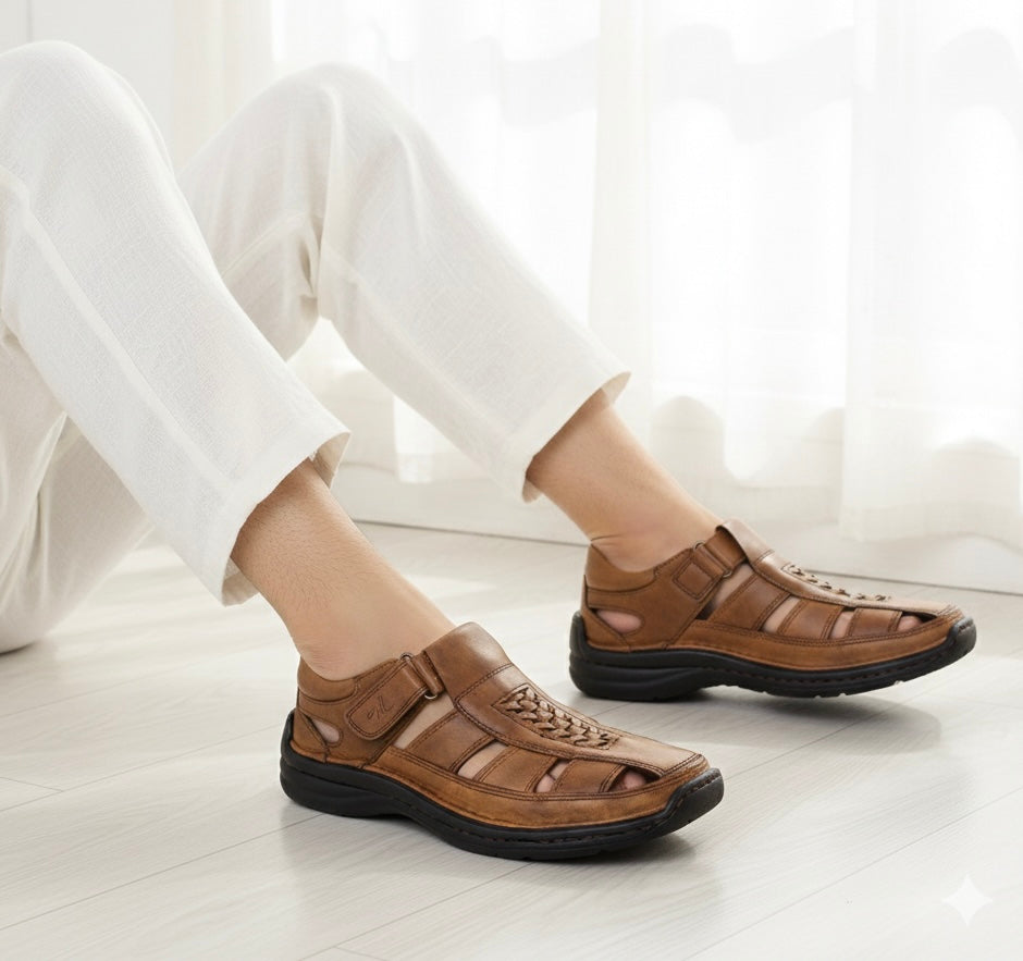 Kieran Leather Roman Sandals - The Heels India