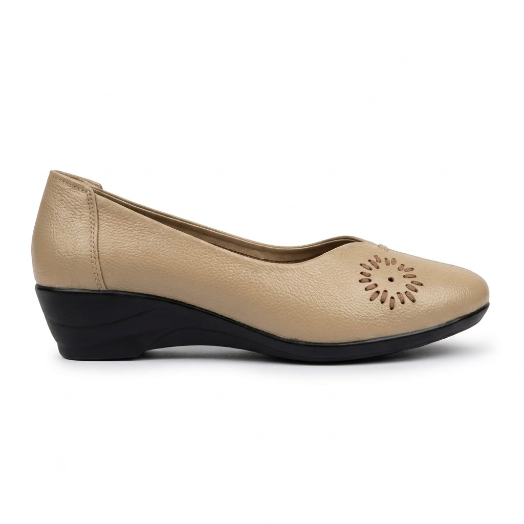 Lina Leather Wedge Ballerinas