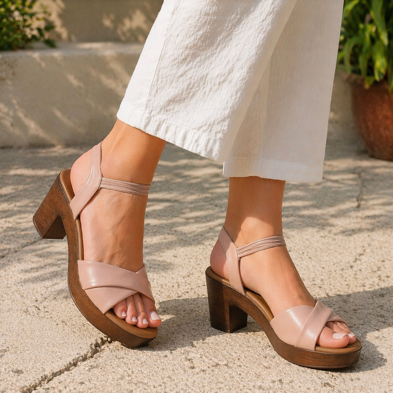 Jessica Platform Peep Toe Block Heel Sandals