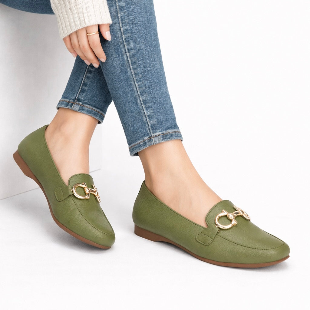 Donna Leather Buckle Ballerinas - The Heels India