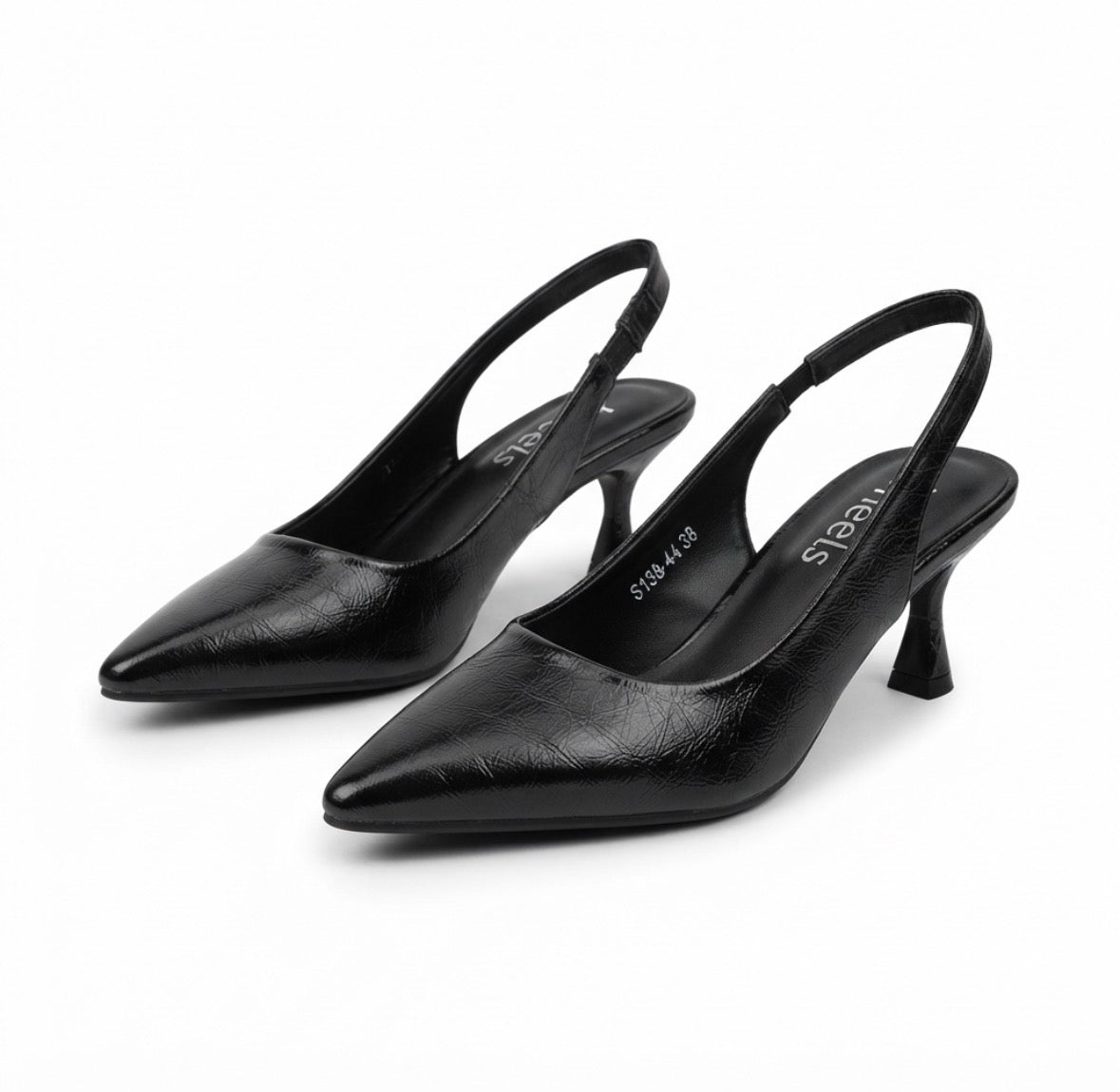 Noir Classic Slingback Pencil Heel Pumps in Black - The Heels India