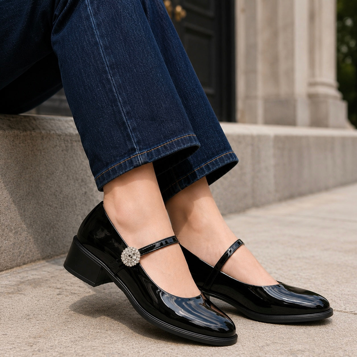 Madisson Premium Patent Mary Jane Block Heels