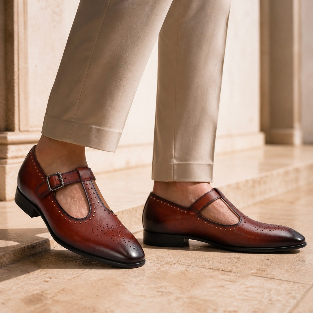 Imperious Ethnic Leather Roman Sandals - The Heels India