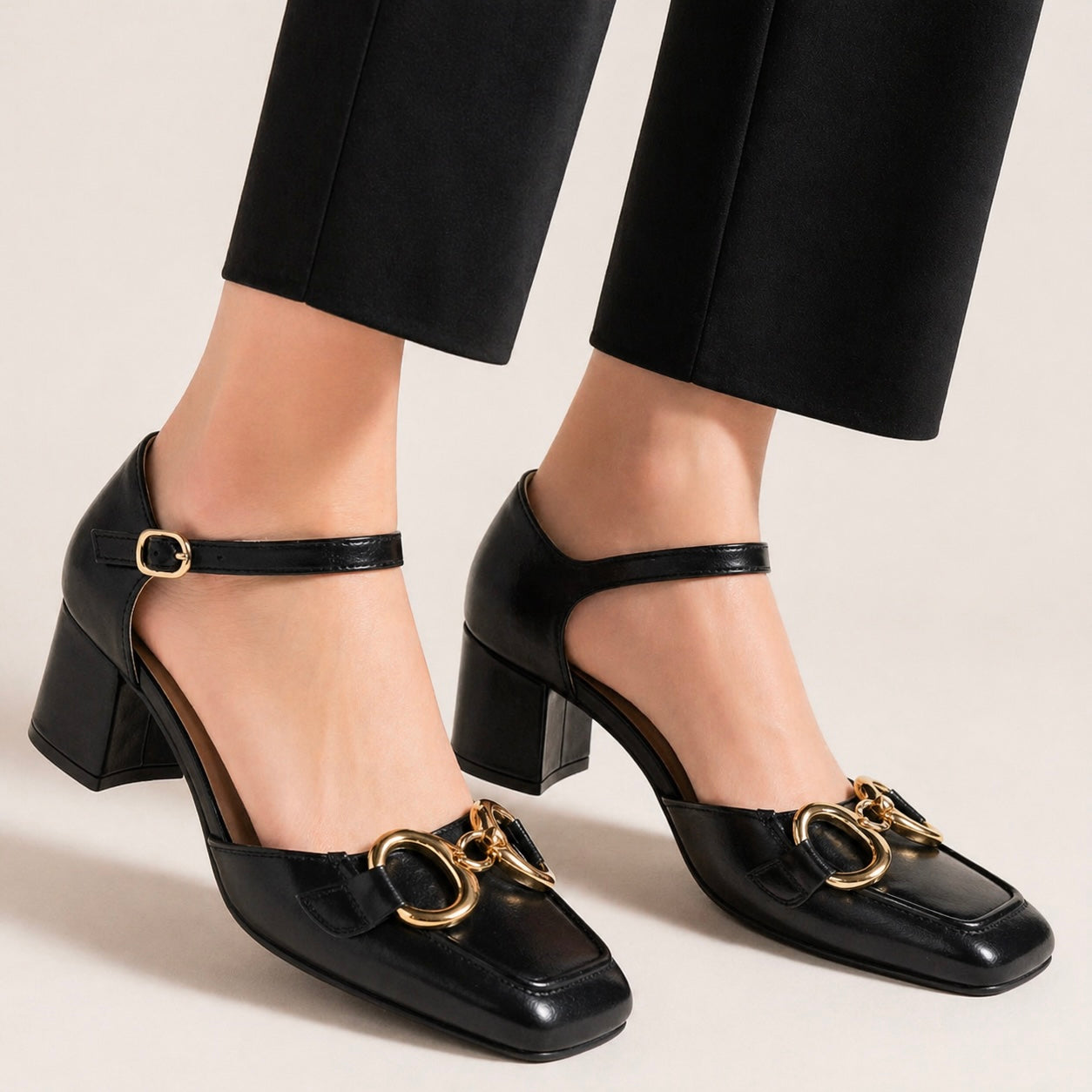 EMPRESS Premium Leather Ankle Strap Block Heels - The Heels India