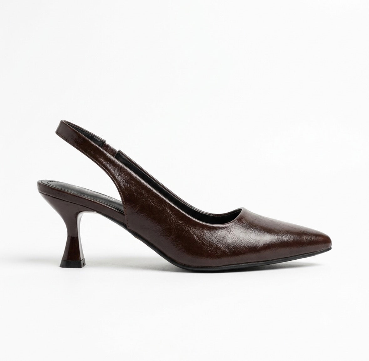 Noir Classic Slingback Pencil Heel Pumps in Coffee - The Heels India