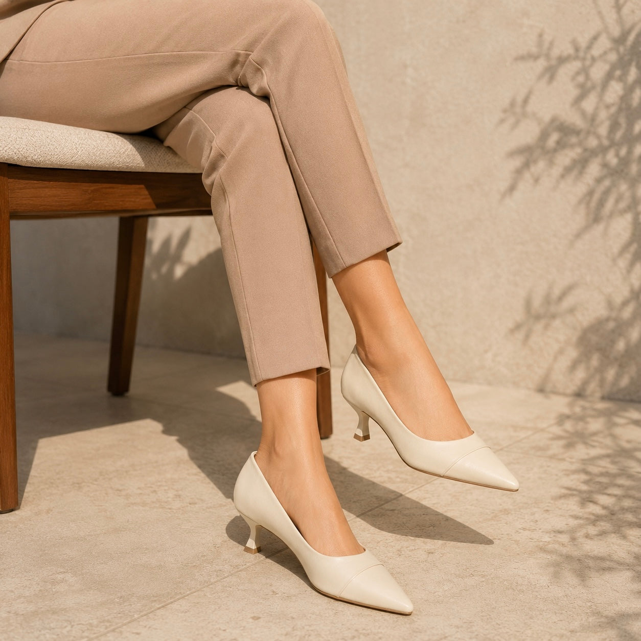 Alba Premium Leather Kitten Heel Stilettos