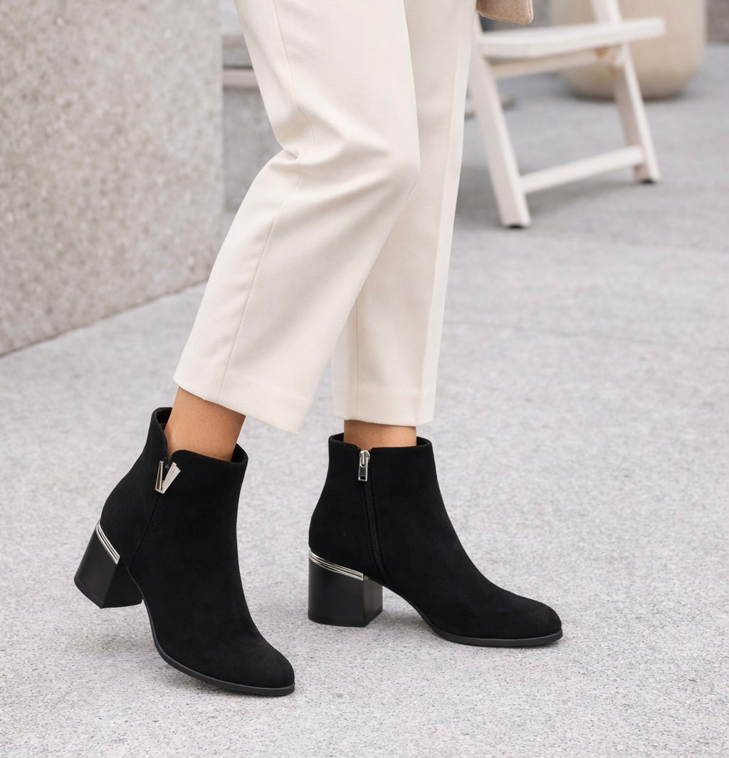 Savanna Suede Premium Winter Ankle Boots with Block Heels