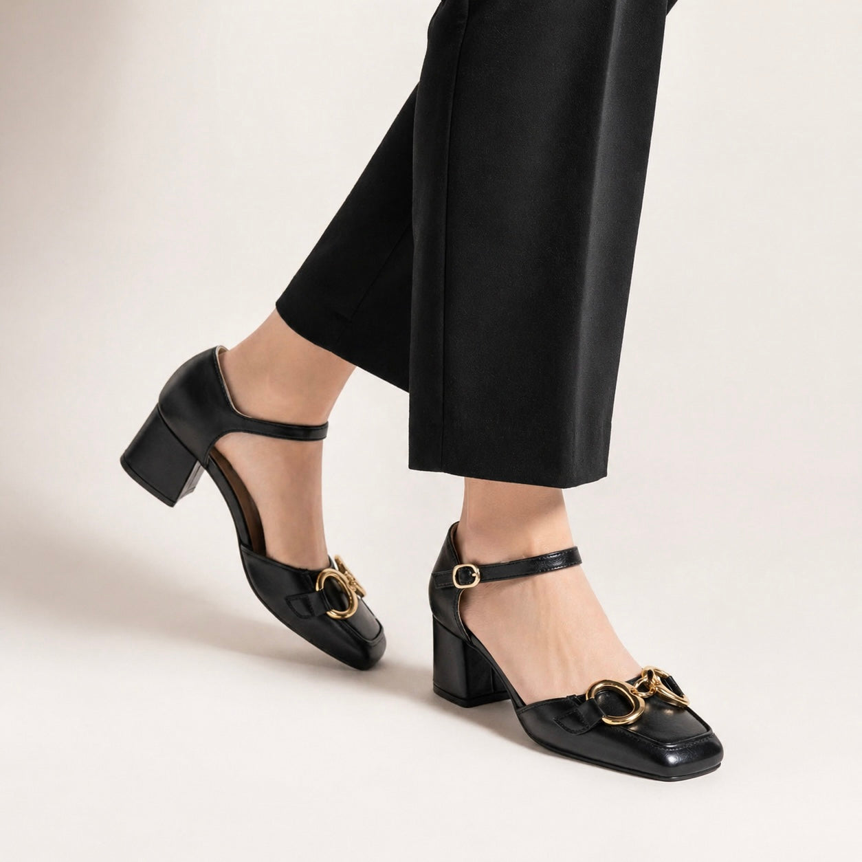 EMPRESS Premium Leather Ankle Strap Block Heels - The Heels India