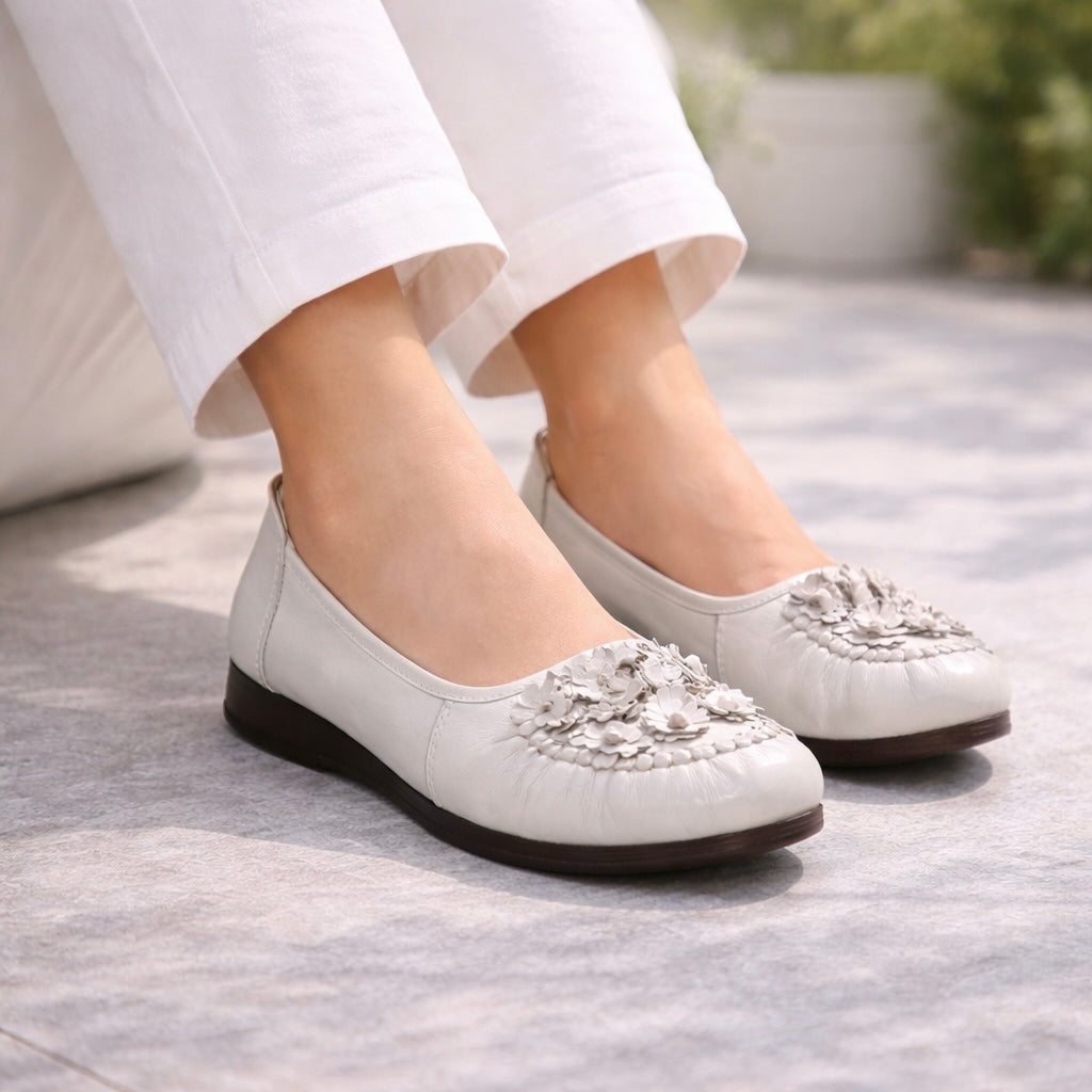 Flora Premium Leather Cushioned Ballerinas
