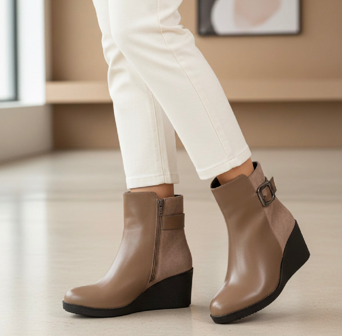 Gianna Couture Premium Winter Ankle Wedge Heel Boots