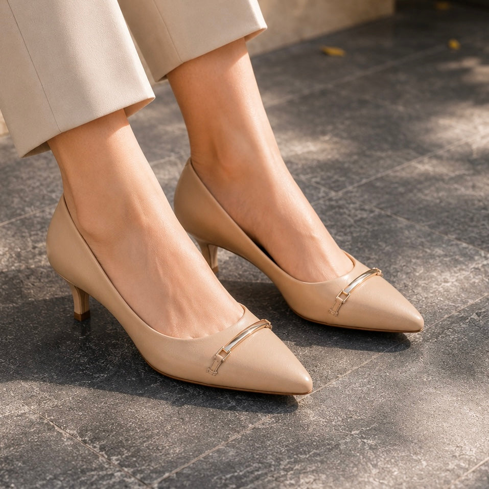 NOA Premium Leather Kitten Heels - The Heels India