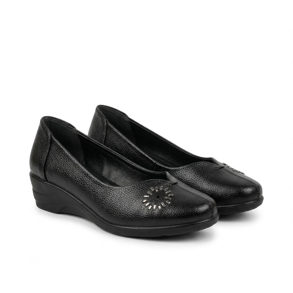 Lina Leather Wedge Ballerinas
