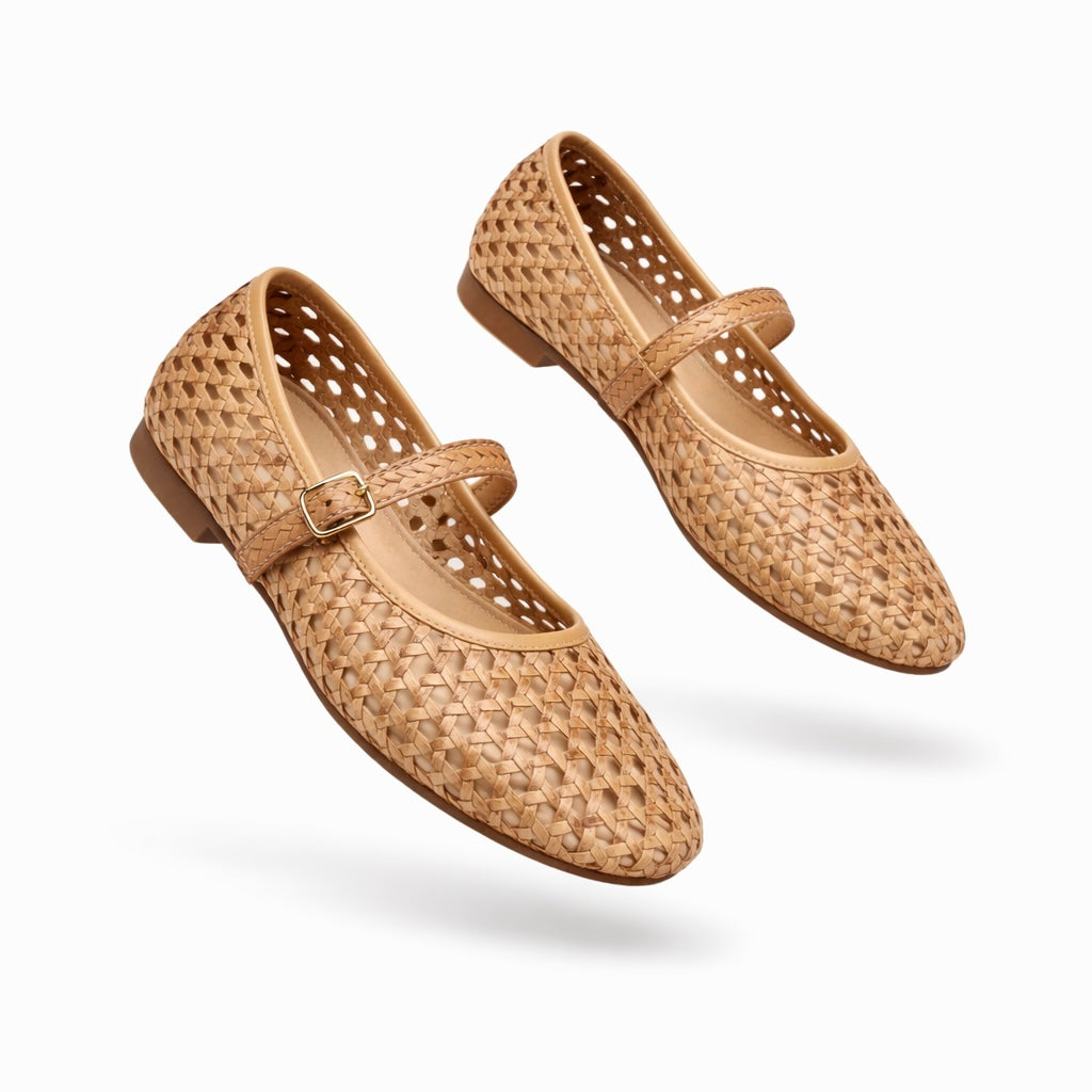 GLINT Premium Leather Mesh Flat Ballerinas - The Heels India