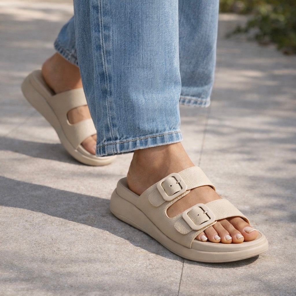 Moreau Comfort Double Strap Chunky Sliders