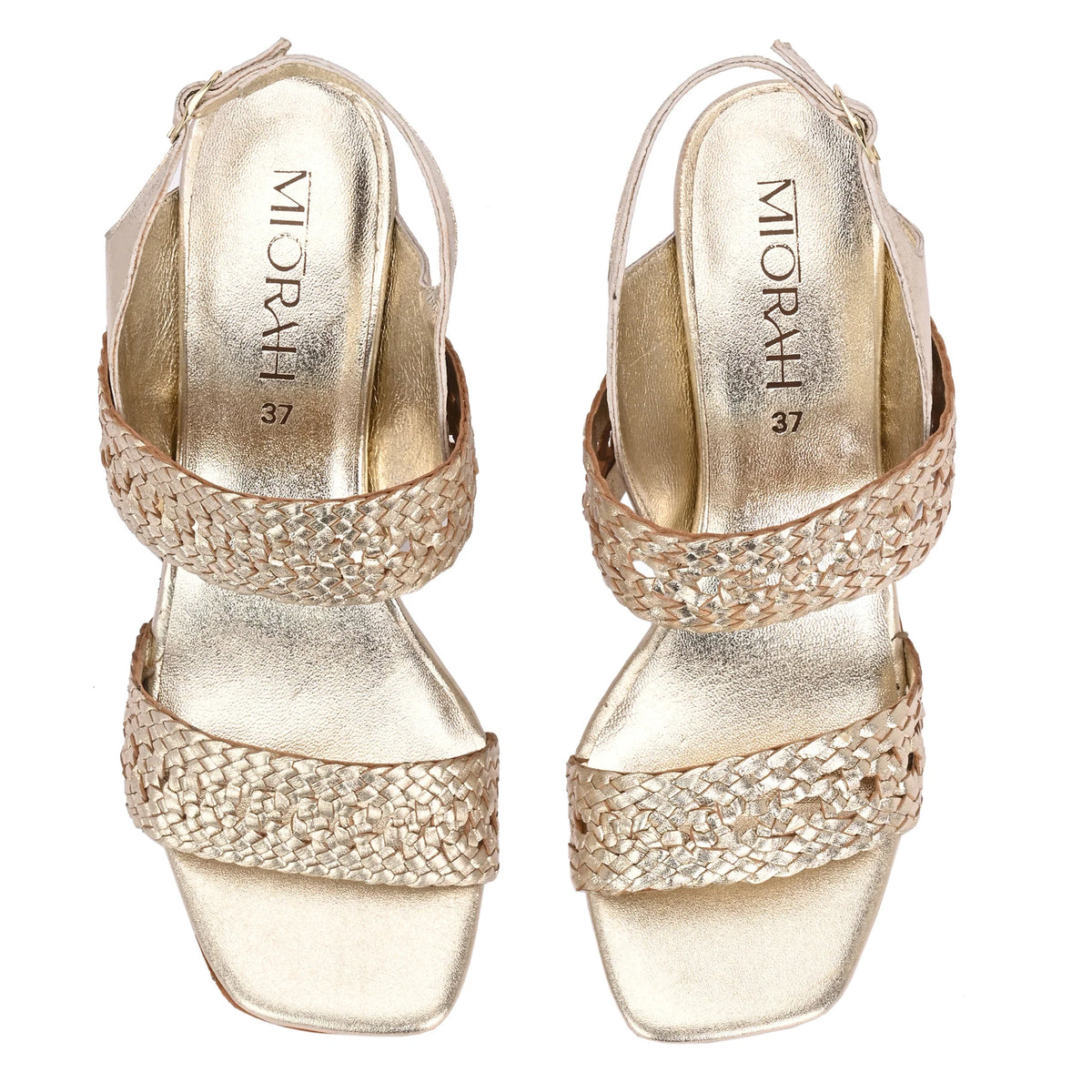 NOOR Premium Leather Hand Woven Block Heels