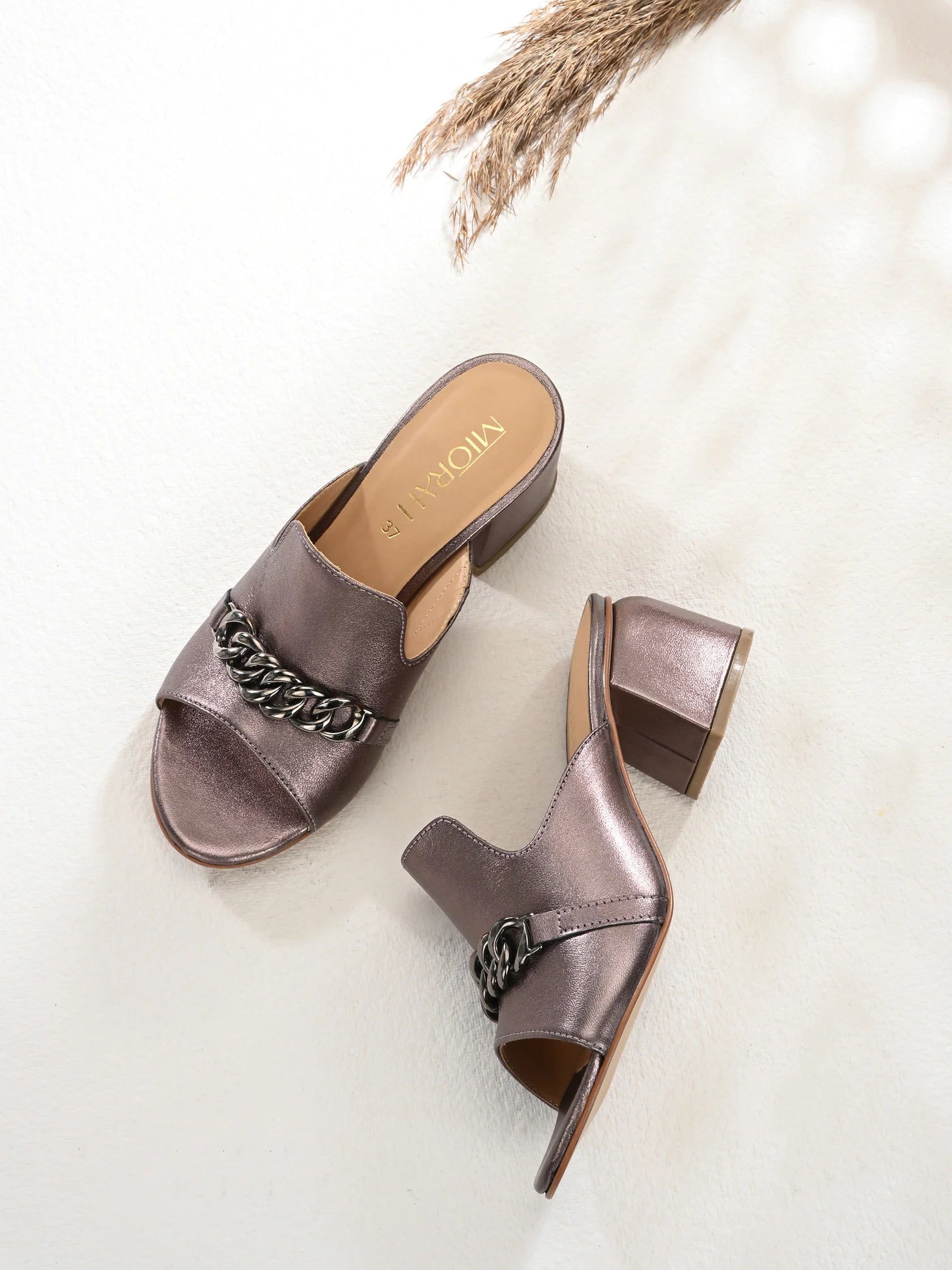 ELEVATE Premium Metallic Leather Peep Toe Block Heels - The Heels India