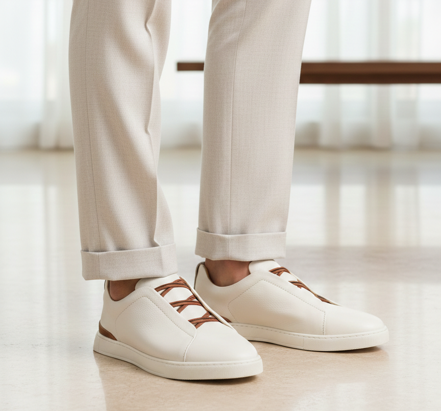 Lorente Elastic Premium Leather Sneakers - The Heels India