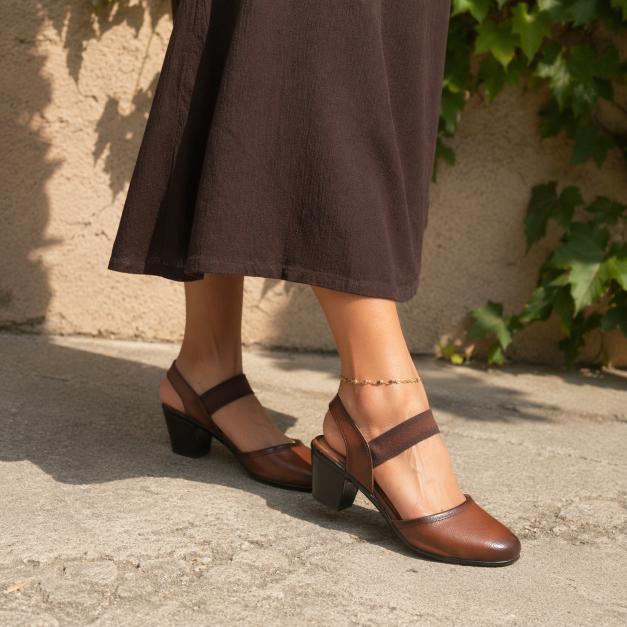 Marcia Leather Block Heel Pumps - The Heels India
